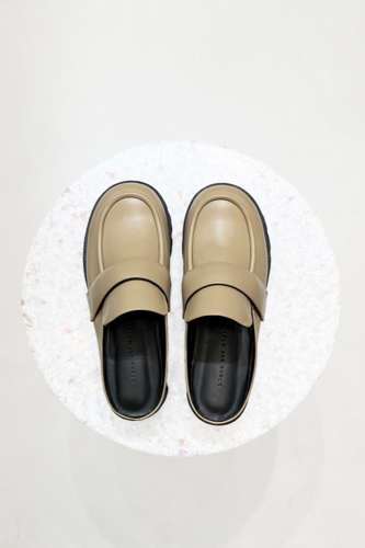 Hailey Backless Loafers Beige
